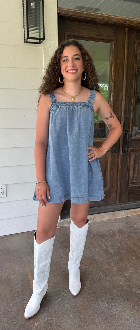 Denim Double Strap Dress