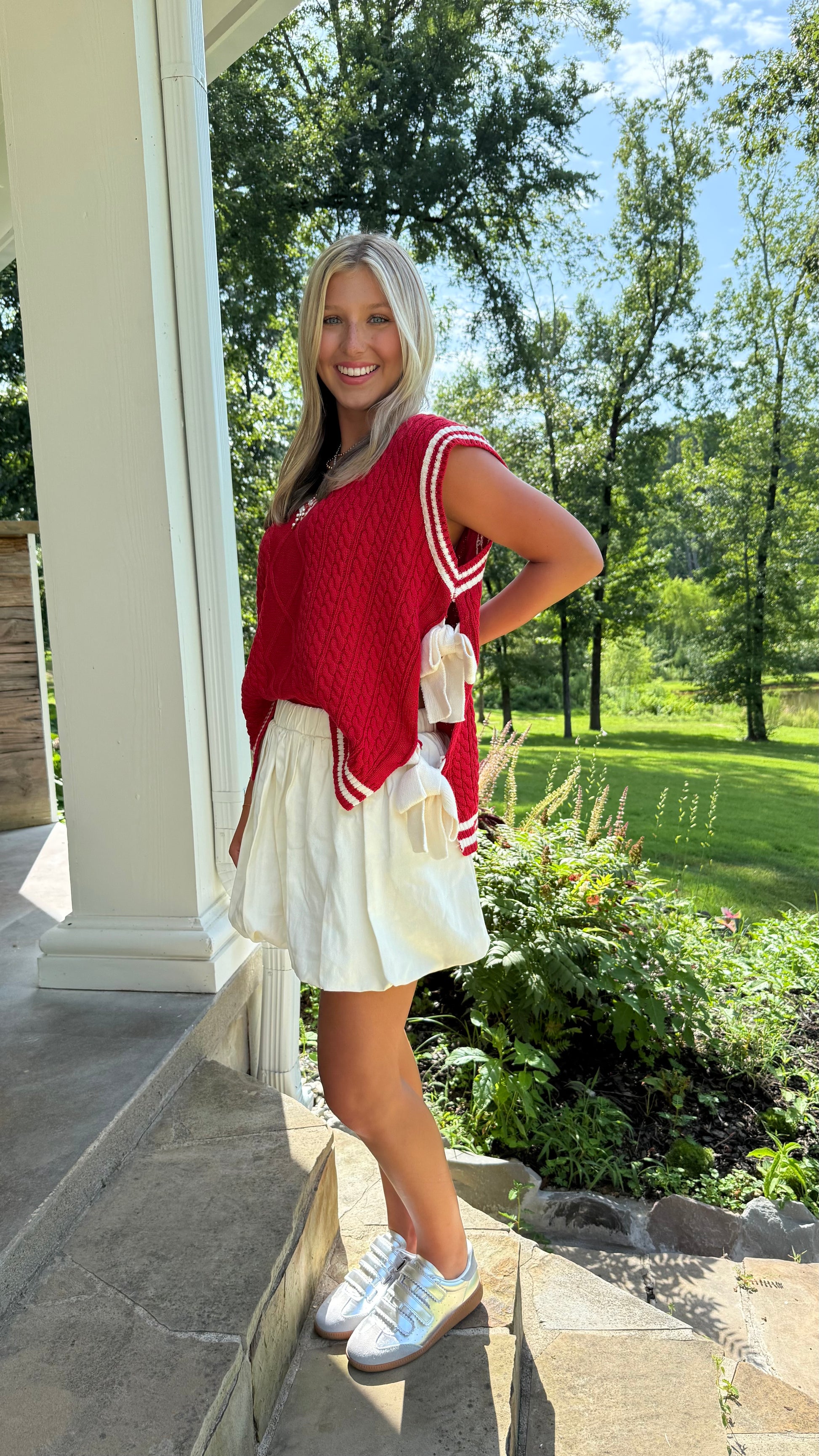 Cream Soda Bubble Skirt Off-White Playful Textured Mini