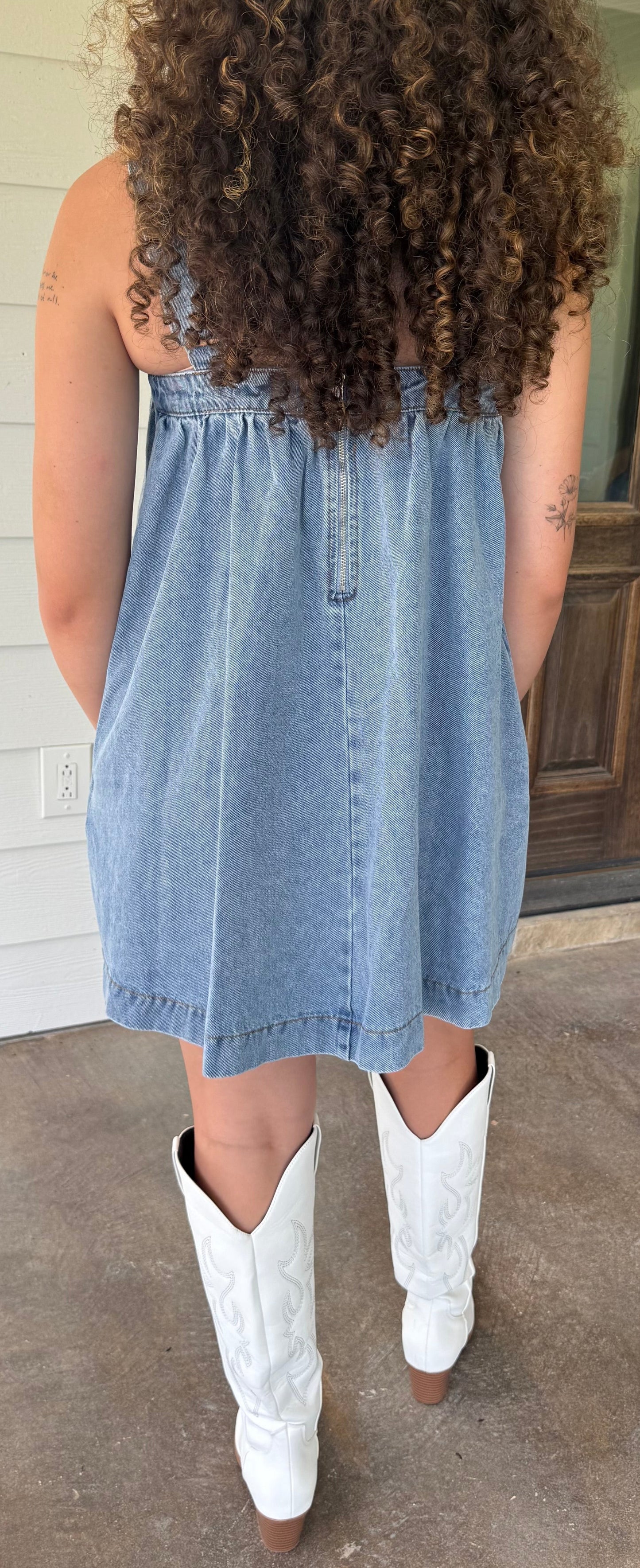 Denim Double Strap Dress