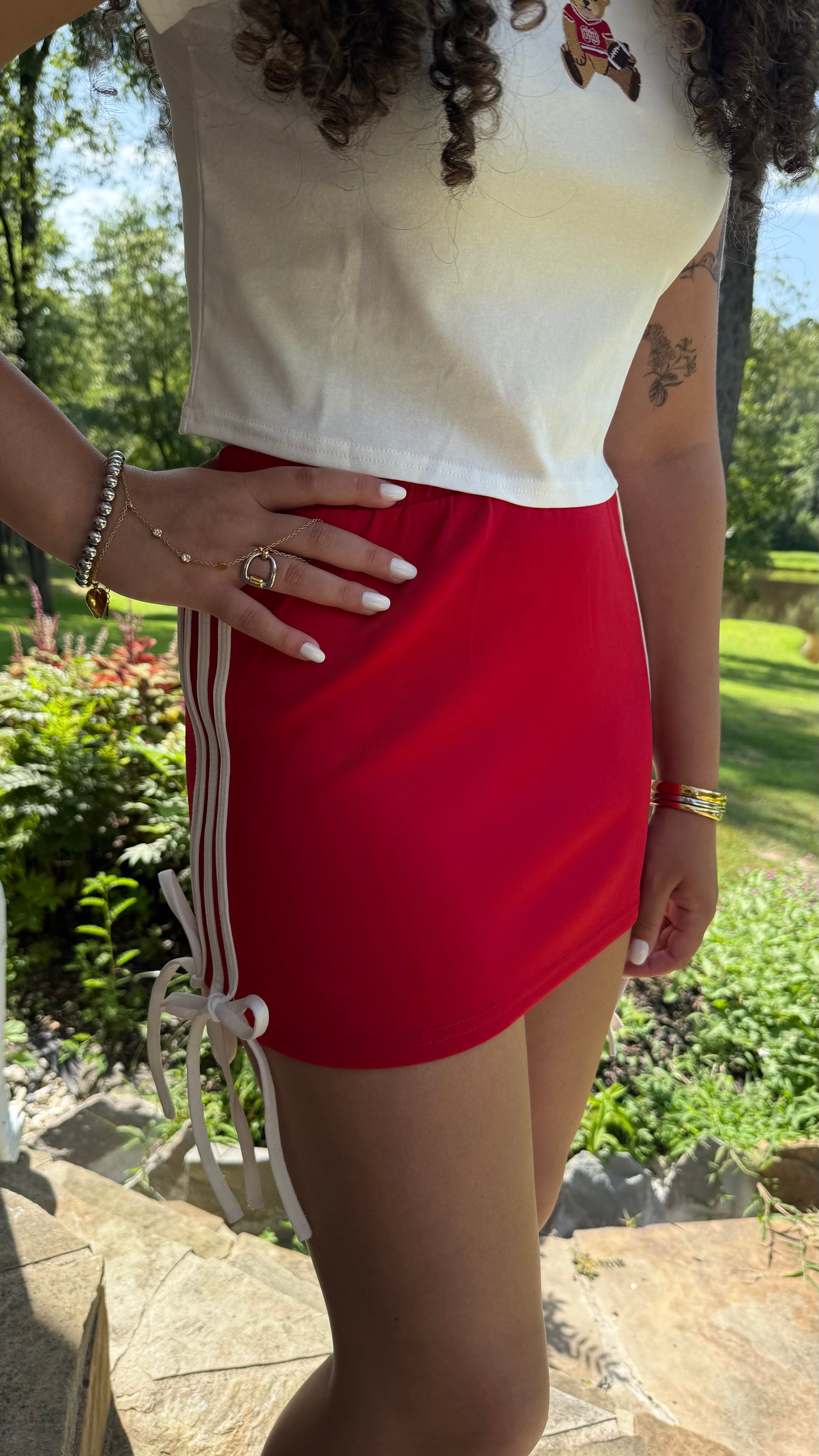 Bow Detail Track Mini Skirt